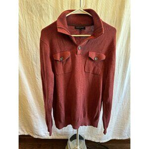 Banana Republic Mens Soft Sweater 2 Pocket‎ 1/4 Button Red Maroon size Medium